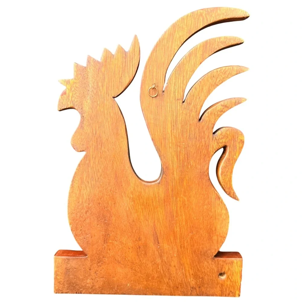 Hand Carved Wooden Rooster Wall‎ Decor Coat Rack, Rustic Farmhouse Decor